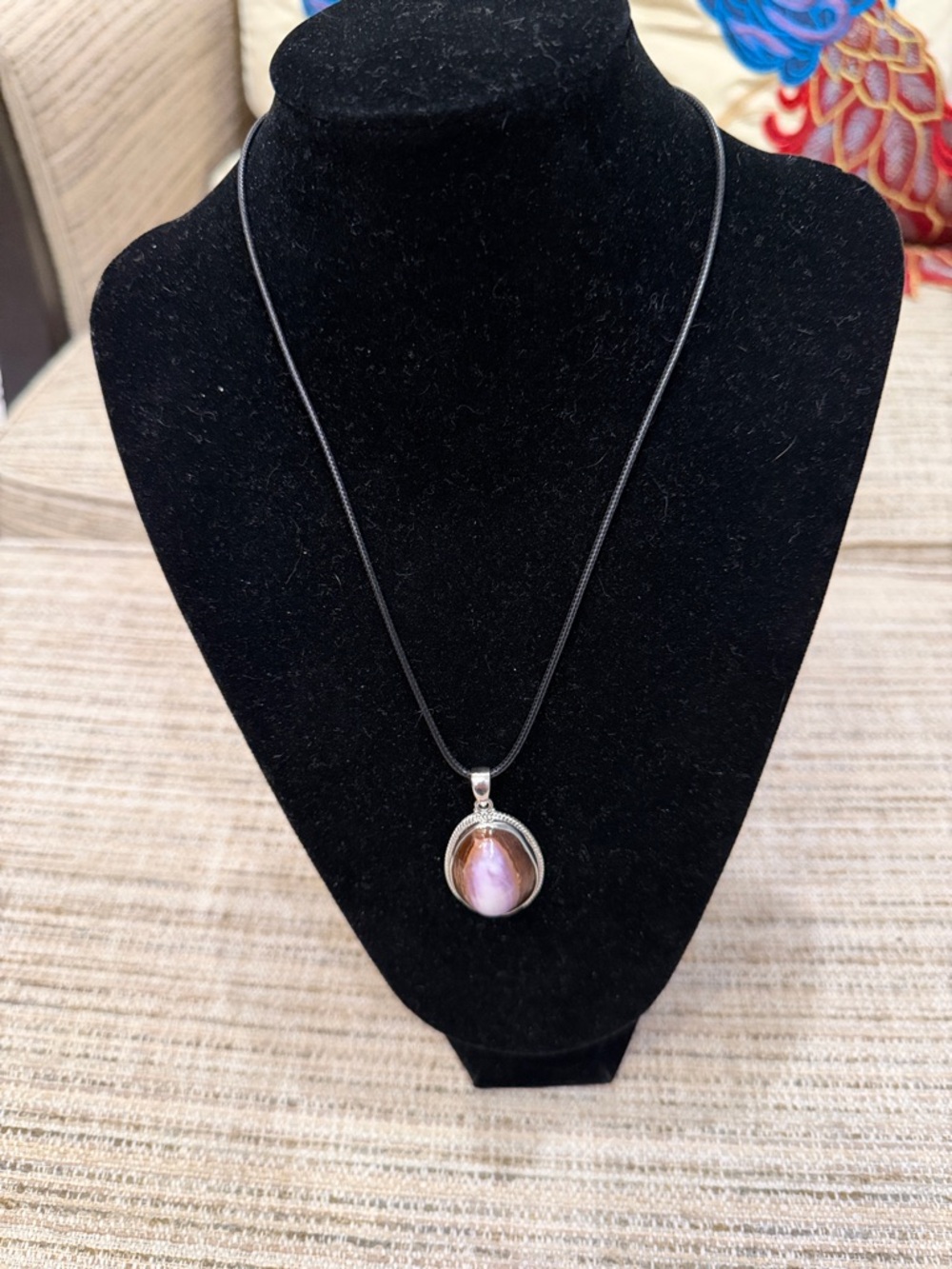 Handmade in Bali Sterling Silver and Purple Shell Pendant